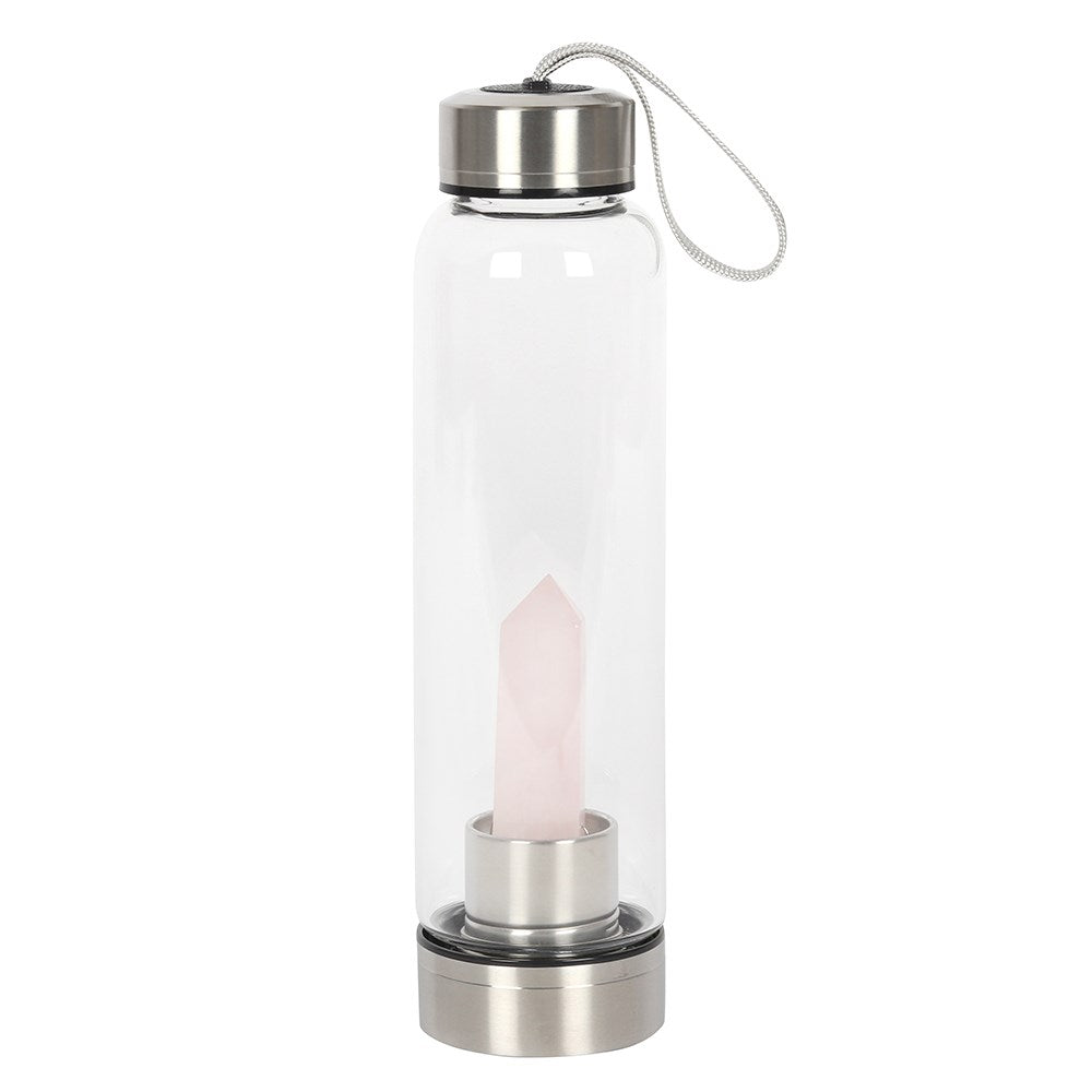 ROSE QUARTZ PURIFYING GLASS WATER BOTTLE