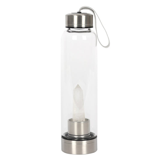 CLEAR QUARTZ ENERGISING GLASS WATER BOTTLE