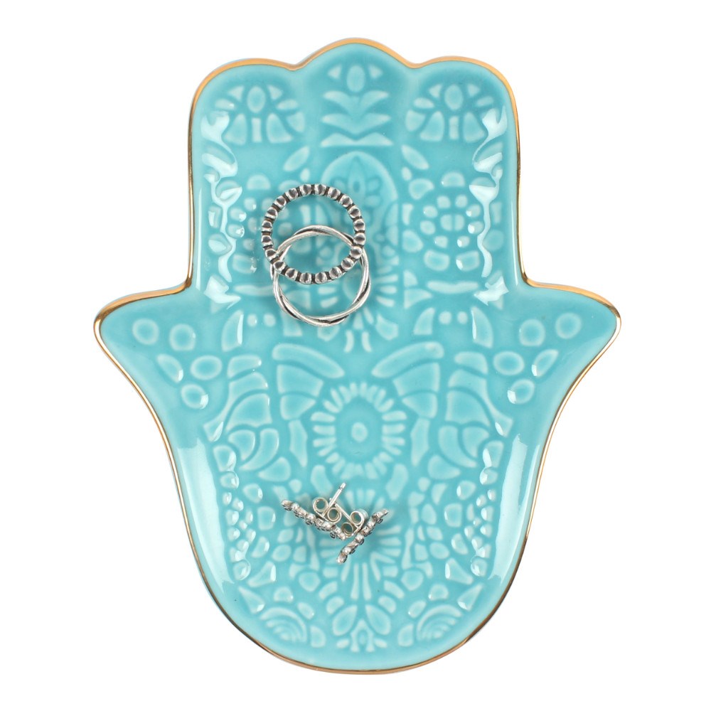 TURQUOISE HAMSA HAND JEWELLERY DISH